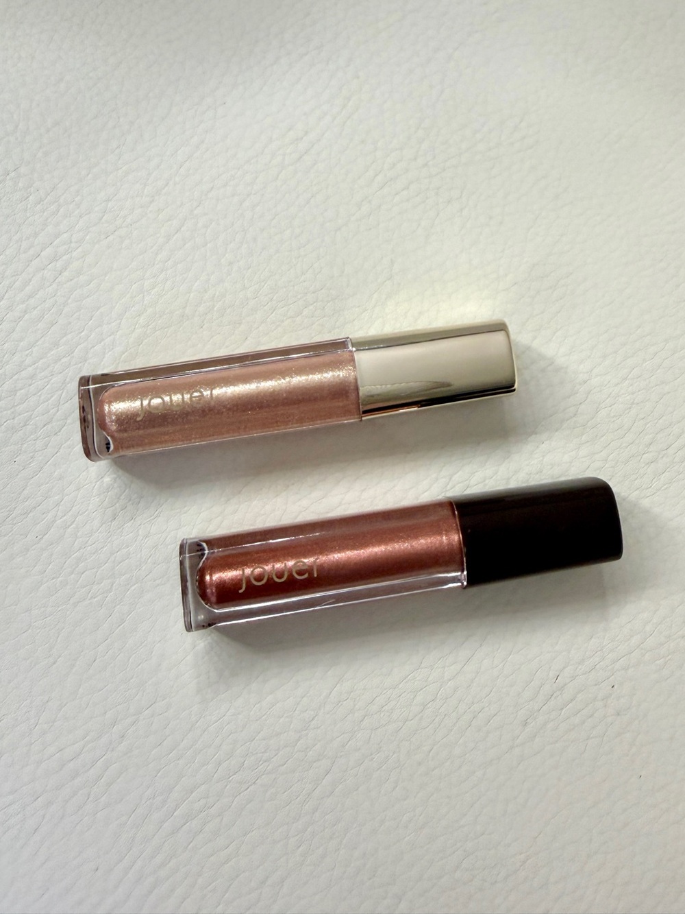 Jouer Cosmetics Shimmer Lip Topper Gloss Set in Rose Gold & Skinny Dip